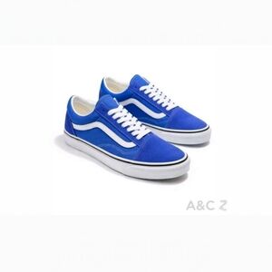 Vans Old Skool Blue White Canvas Sneakers 13 Mens Classic Retro Skater Cobalt